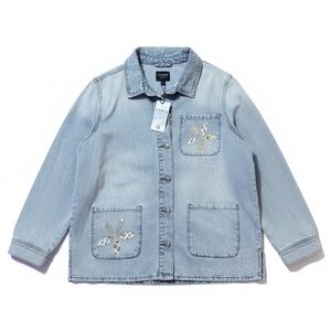Curve appeal Denim jeans jacket with embroidered details, with a floral design L